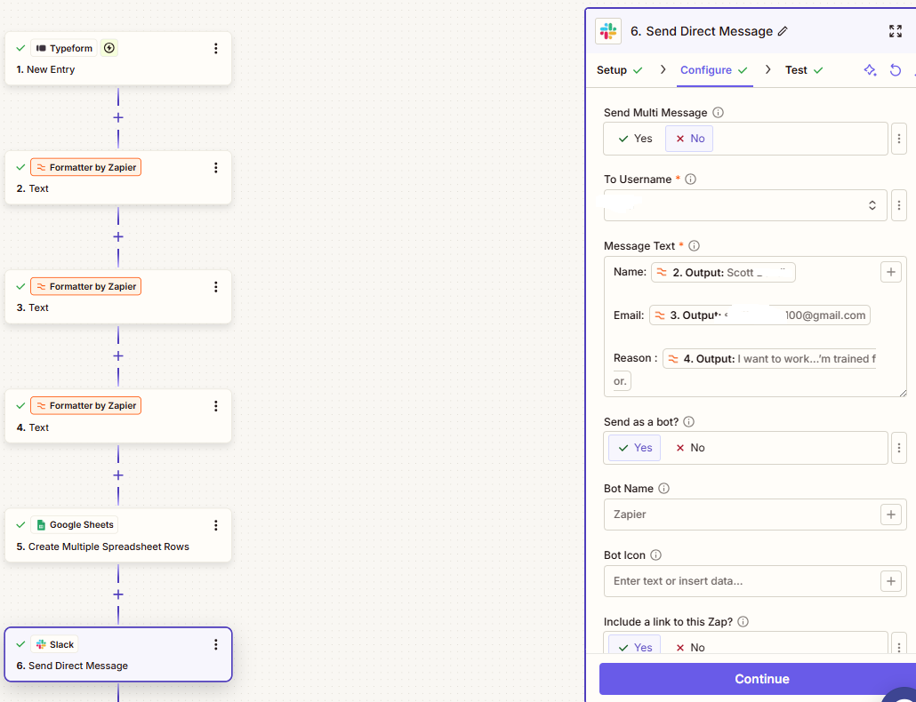 Slack Message Configuration